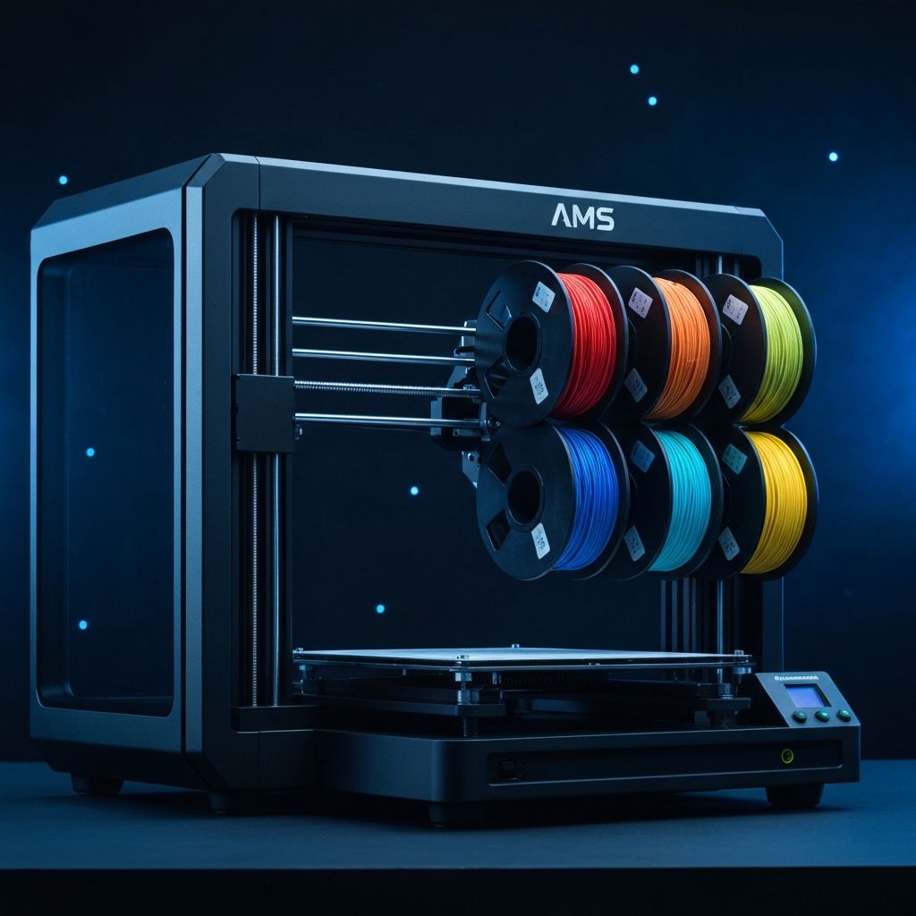 Impressora 3D Bambu Lab A1 com sistema AMS multicolorido